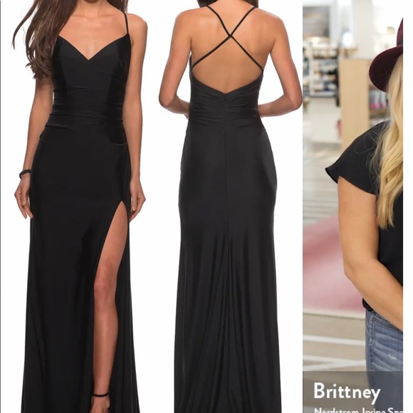 La Femme Dresses & Skirts - La Femme long black satin jersey dress, worn once